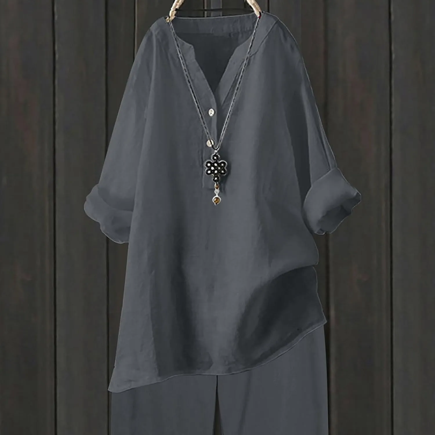 Womens Tops 2025 Button Down Blouse Long Sleeve Tunic Tops Plus Size Cotton Linen Shirts Vacation Beach Clothes