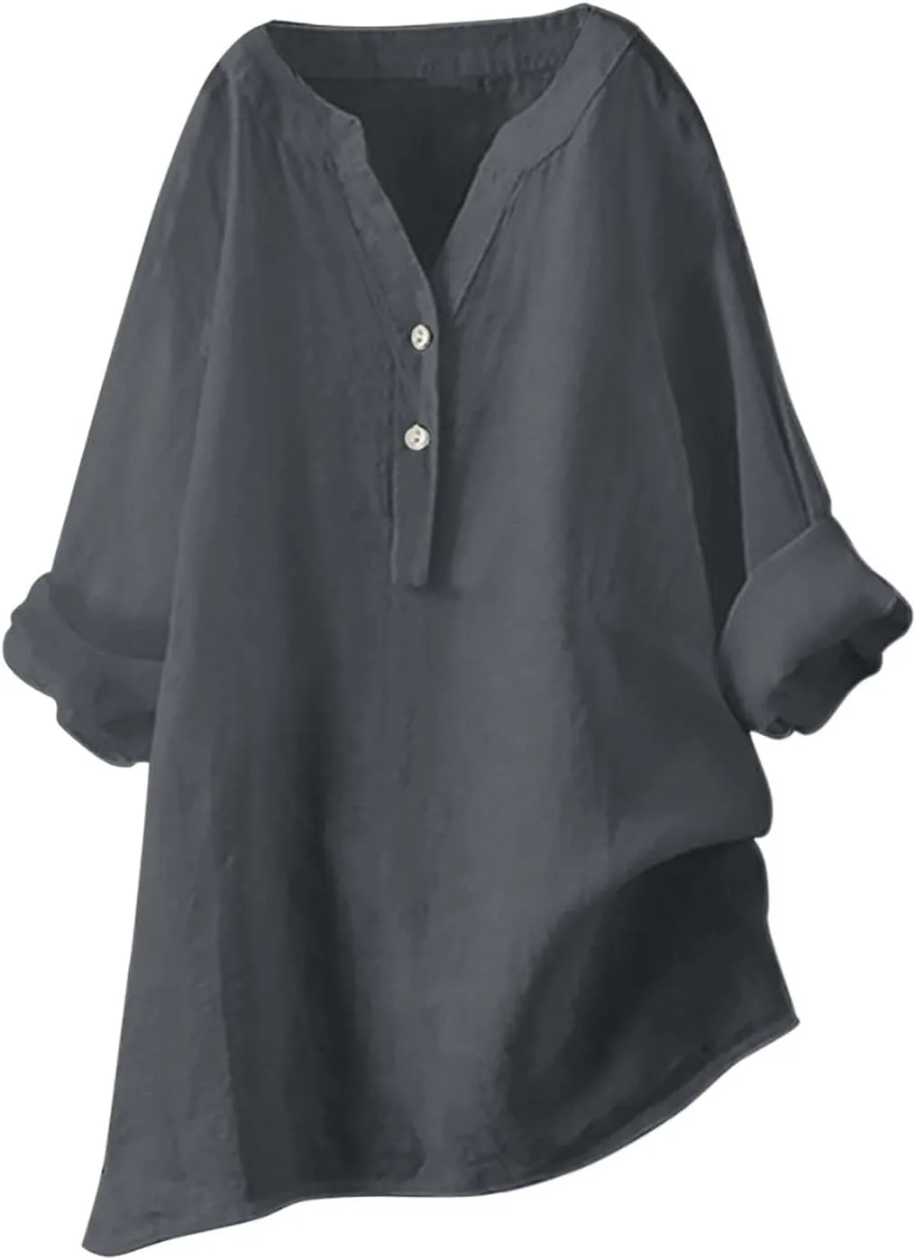 Womens Tops 2025 Button Down Blouse Long Sleeve Tunic Tops Plus Size Cotton Linen Shirts Vacation Beach Clothes