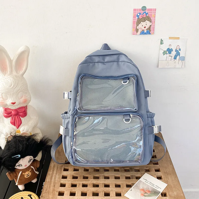 Women's Transparent Bar Badge Cartoon Two-dimensional Comic Backpacks