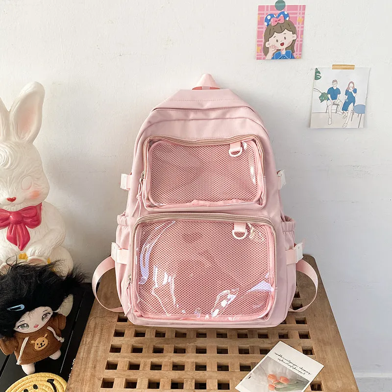 Women's Transparent Bar Badge Cartoon Two-dimensional Comic Backpacks