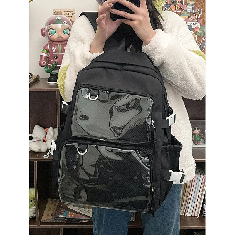 Women's Transparent Bar Badge Cartoon Two-dimensional Comic Backpacks