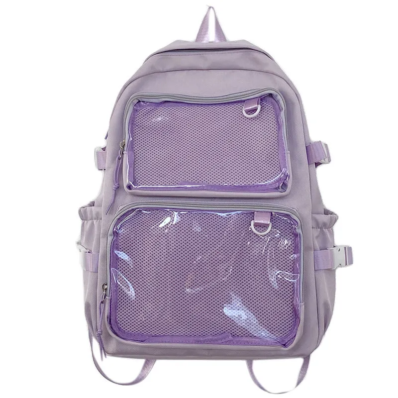 Women's Transparent Bar Badge Cartoon Two-dimensional Comic Backpacks