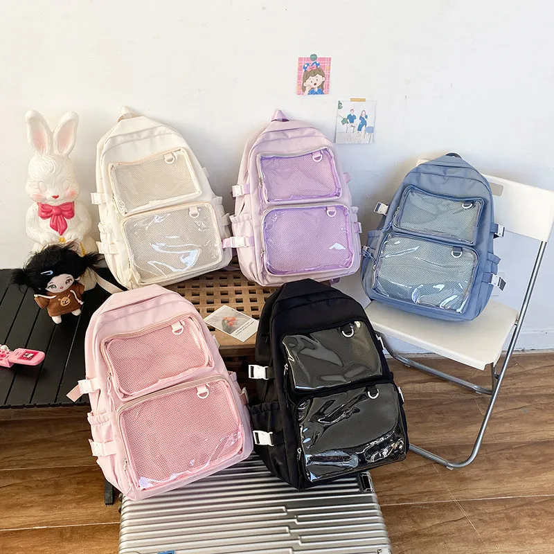 Women's Transparent Bar Badge Cartoon Two-dimensional Comic Backpacks