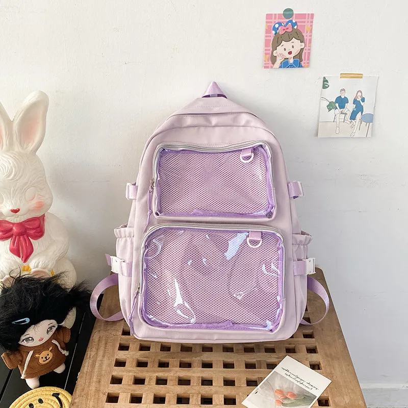 Women's Transparent Bar Badge Cartoon Two-dimensional Comic Backpacks