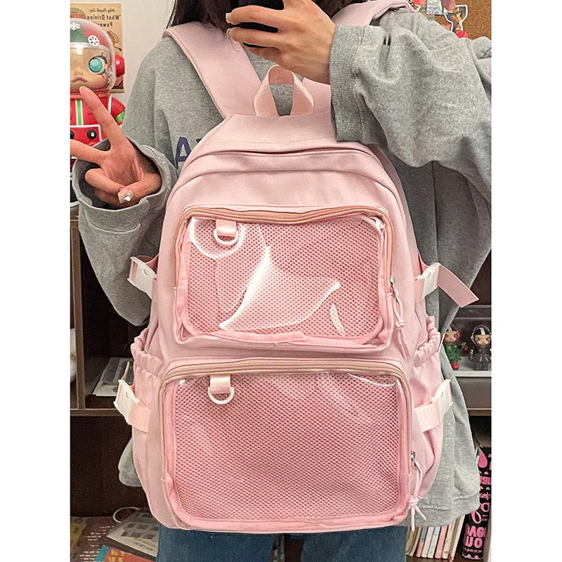 Women's Transparent Bar Badge Cartoon Two-dimensional Comic Backpacks