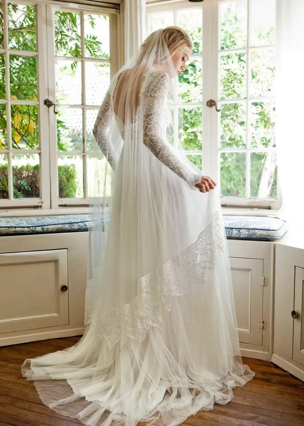 Women's Tulle Lace Beach Wedding Dresses for Bride 2025 Chiffon Boho/Bohemian Bridal Wedding Gown VT060Style13
