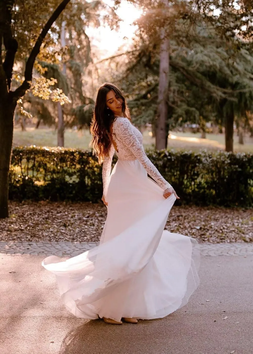 Women's Tulle Lace Beach Wedding Dresses for Bride 2025 Chiffon Boho/Bohemian Bridal Wedding Gown VT060Style13