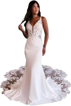 Women's Tulle Lace Beach Wedding Dresses for Bride 2025 Chiffon Boho/Bohemian Bridal Wedding Gown VT060Style13