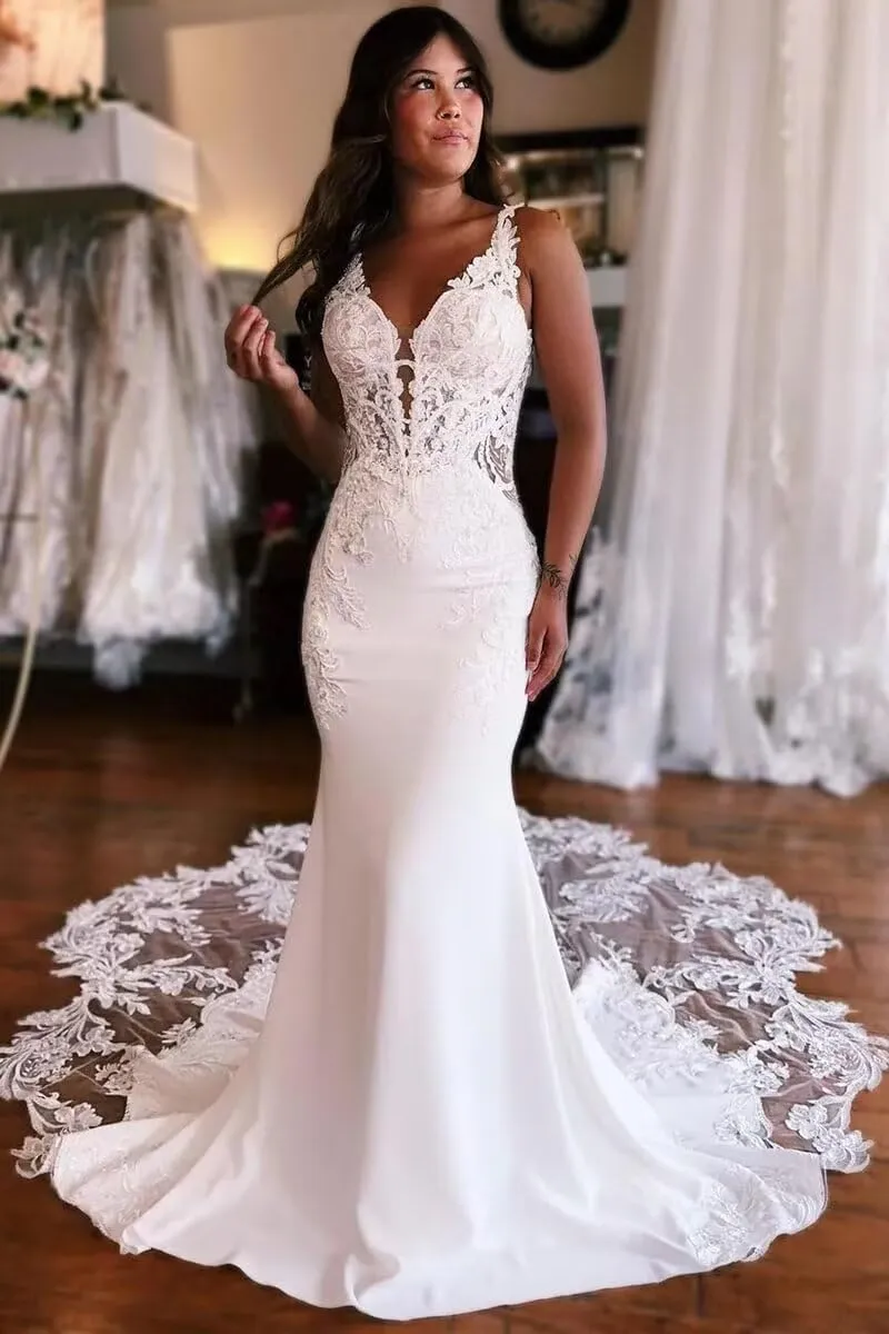 Women's Tulle Lace Beach Wedding Dresses for Bride 2025 Chiffon Boho/Bohemian Bridal Wedding Gown VT060Style13