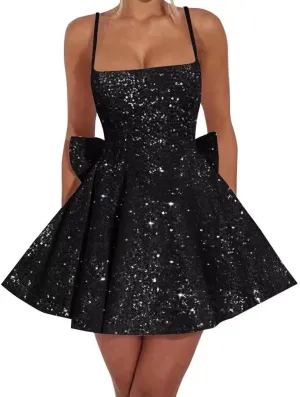 Women's Tulle Sequin Prom Dress A Line Short Cocktail Dress Mini Homecoming Dresses