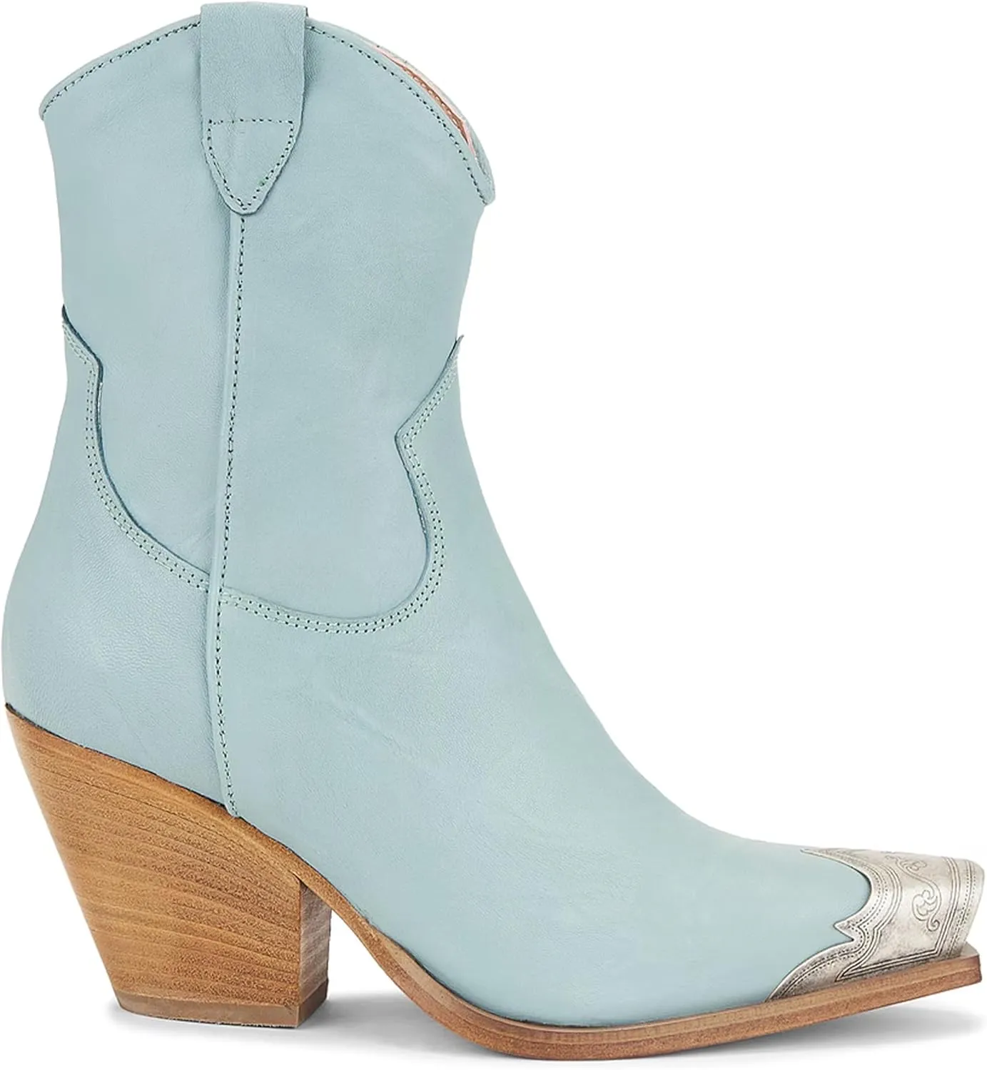 Womens Western Ankle Boots Engraved Metal Toe Cowgirl Booties Stacked Block Heeled Cowboy Boots Fashion Western Party Heeled Shoes