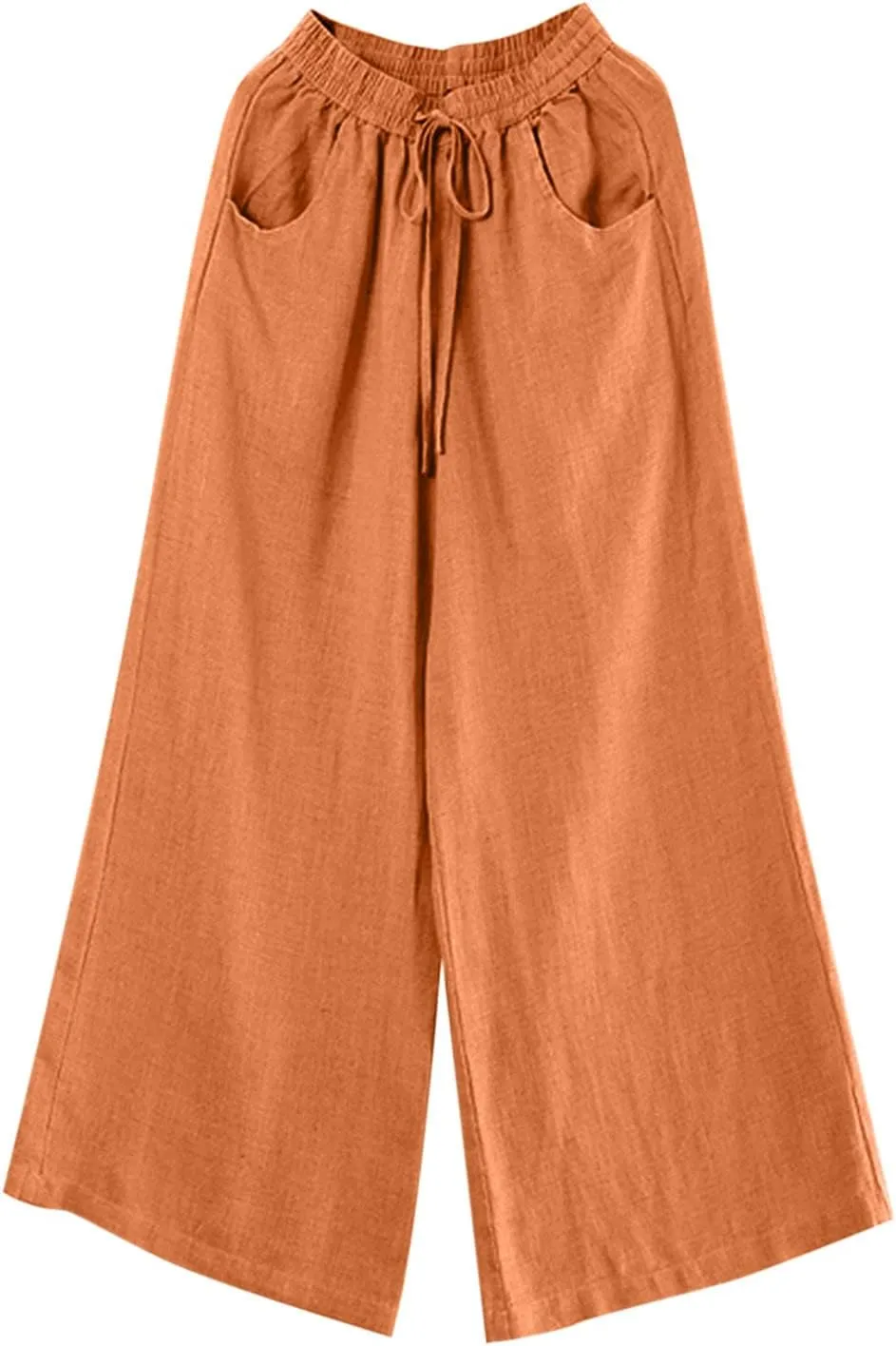 Womens Wide Leg Pants Dressy Comfy Loose Flowy Cotton Linen Pants Summer Casual Beach High Waisted Palazzo Trousers