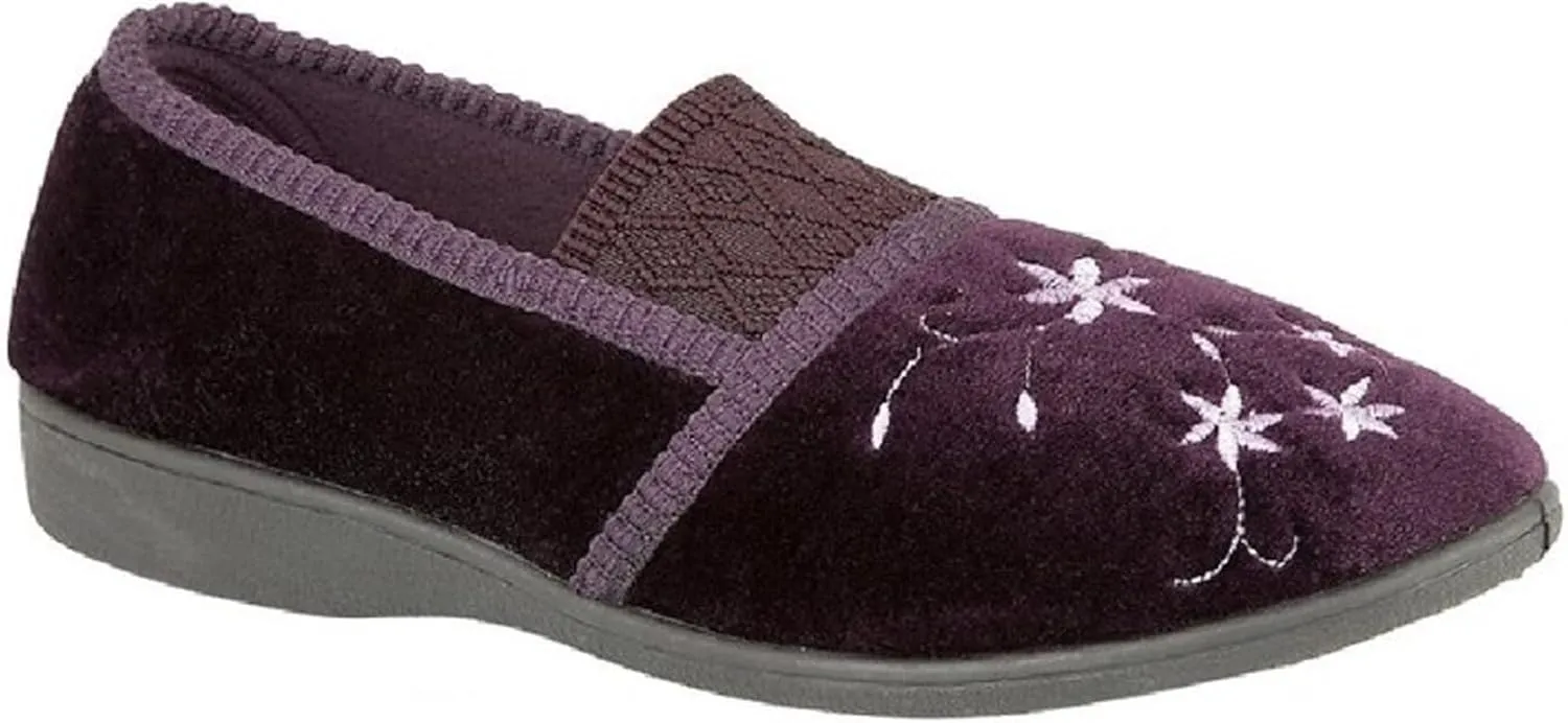 Womens/Ladies Joanna Embroidered Slippers