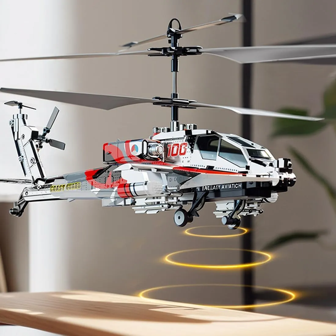 XK1 Military-Style Remote Control Helicopter with LED Lights, 2.4G 3.5CH RC Helicopter with Altitude Hold & One-Key Takeoff/Landing for Hobbyist