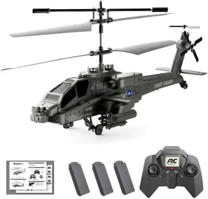 XK1 Military-Style Remote Control Helicopter with LED Lights, 2.4G 3.5CH RC Helicopter with Altitude Hold & One-Key Takeoff/Landing for Hobbyist