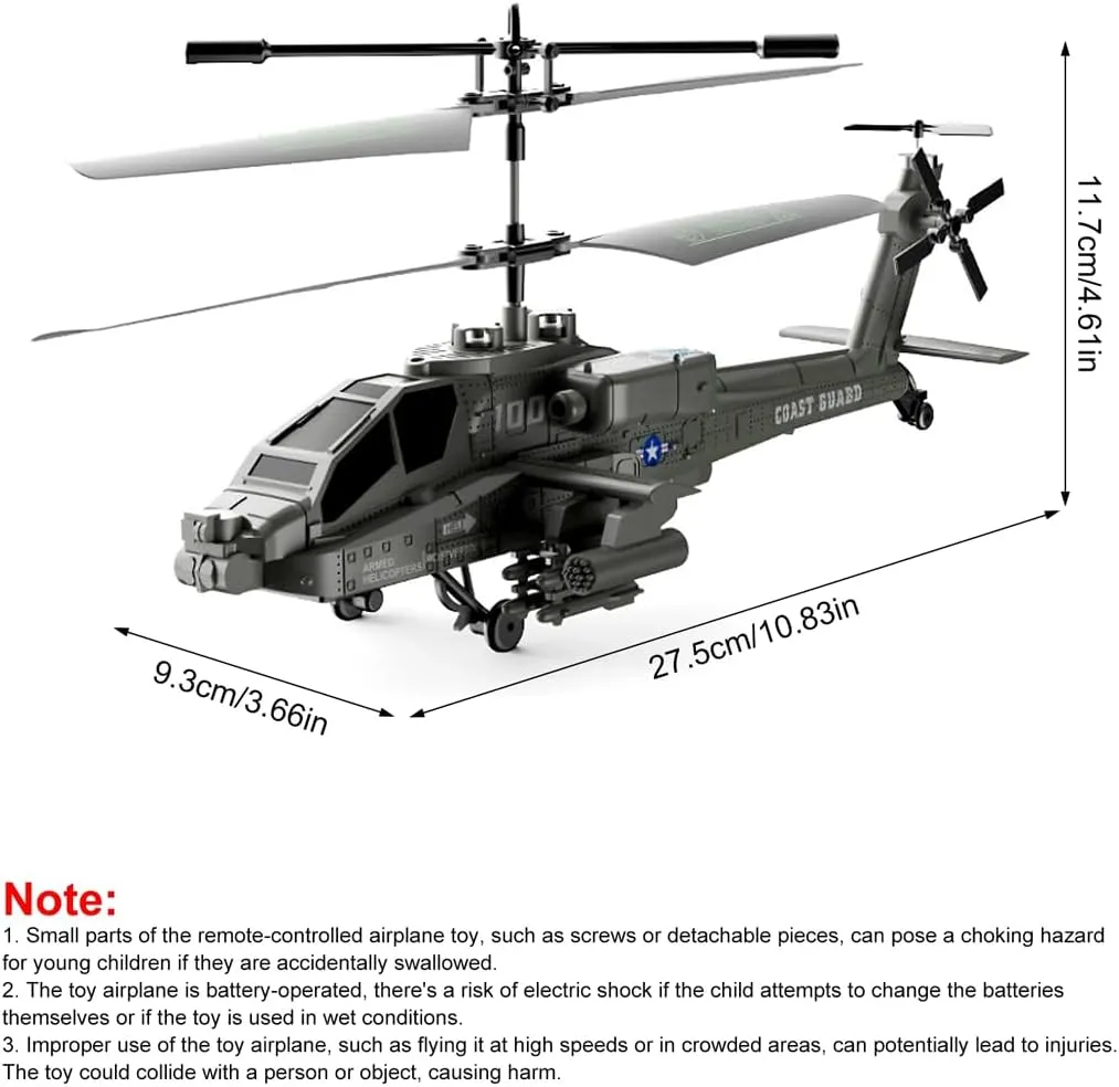 XK1 Military-Style Remote Control Helicopter with LED Lights, 2.4G 3.5CH RC Helicopter with Altitude Hold & One-Key Takeoff/Landing for Hobbyist