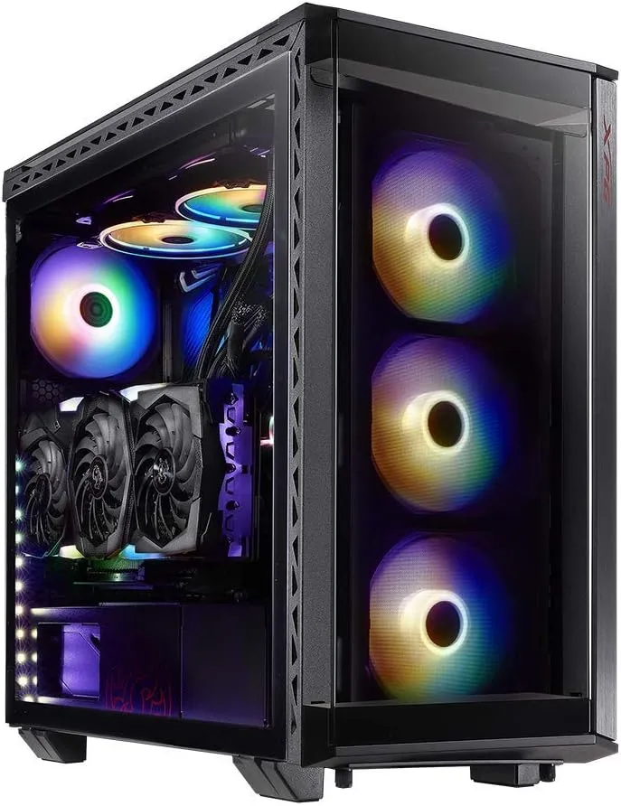 XPG Battlecruiser Mid-Tower ATX PC Gaming Case: 4mm Tempered Glass Sides, Cold-Rolled Carbon Steel, 19.09 x 8.85 x 19.92 in, 2 Year Warranty, Black