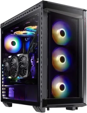 XPG Battlecruiser Mid-Tower ATX PC Gaming Case: 4mm Tempered Glass Sides, Cold-Rolled Carbon Steel, 19.09 x 8.85 x 19.92 in, 2 Year Warranty, Black