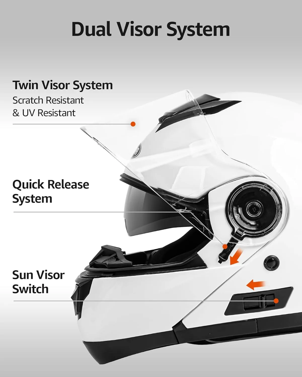 YEMA Modular Motorcycle Helmets, DOT Approved Full Face Motorcycle Helmet with Flip Up Dual Visor, Helmets for Adults Motorcycle Men Women Helmets for Street Scooter ATV E-Bike - YM-926