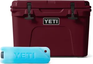 YETI Tundra 35 Hard Cooler with YETI ICE 1 lb, Wild Vine Red