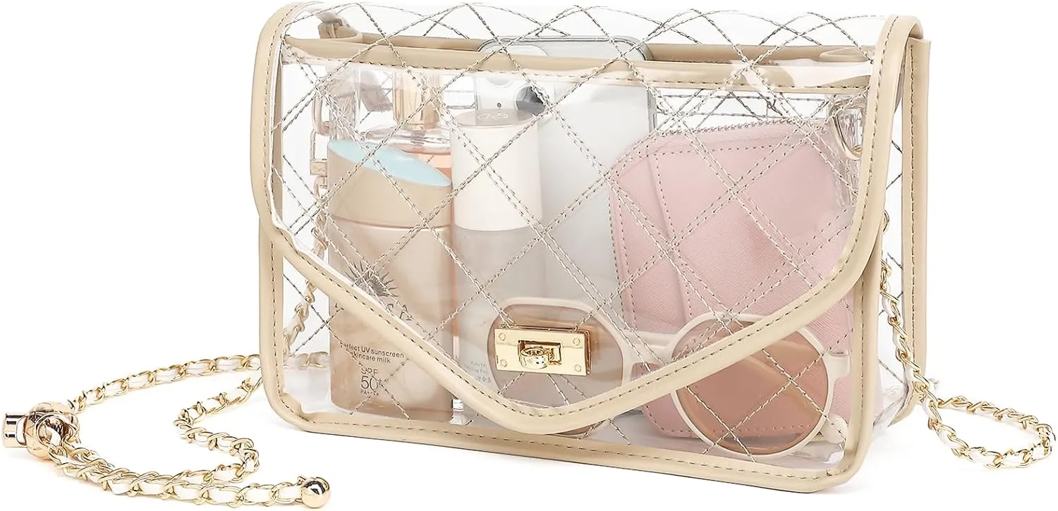 YGR Clear Bag for Stadium Events Clear Purse for Women Quilted PVC Clear Crossbody Bag Stadium Approved for Concerts