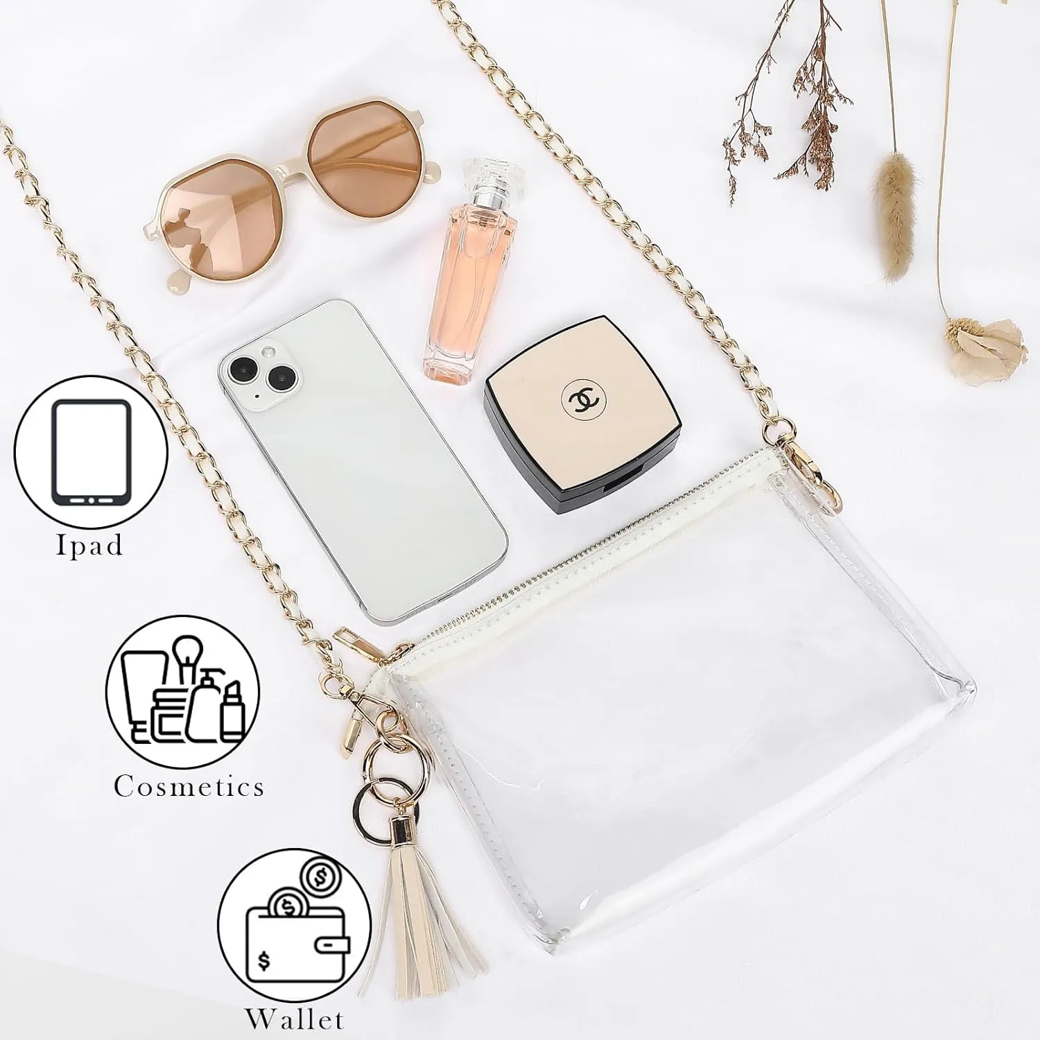 YGR Womens Clear Bag for Stadium Events PVC Small Crossbody Purse for Concert, Party Sports Stadium Approved Present