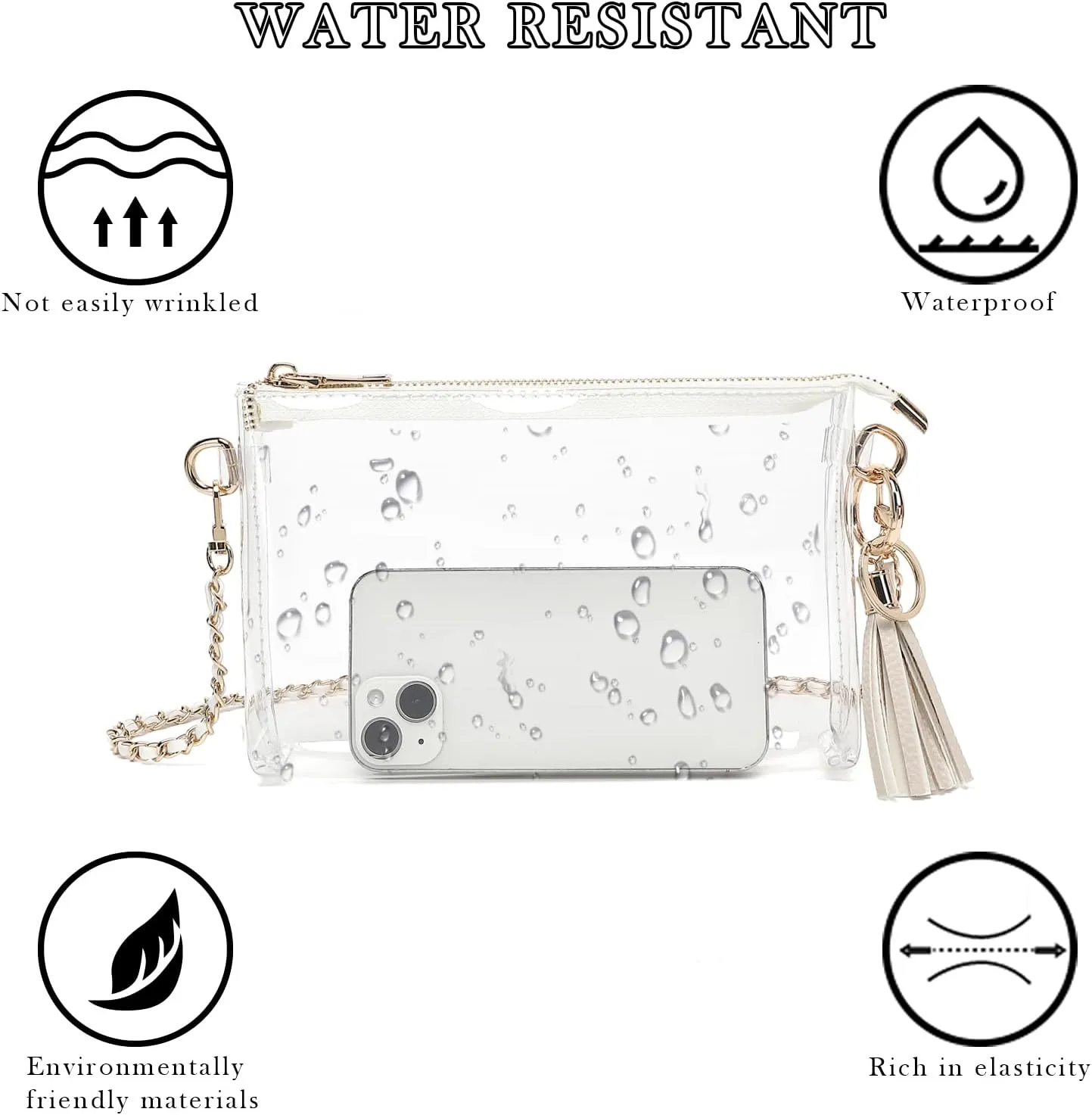 YGR Womens Clear Bag for Stadium Events PVC Small Crossbody Purse for Concert, Party Sports Stadium Approved Present
