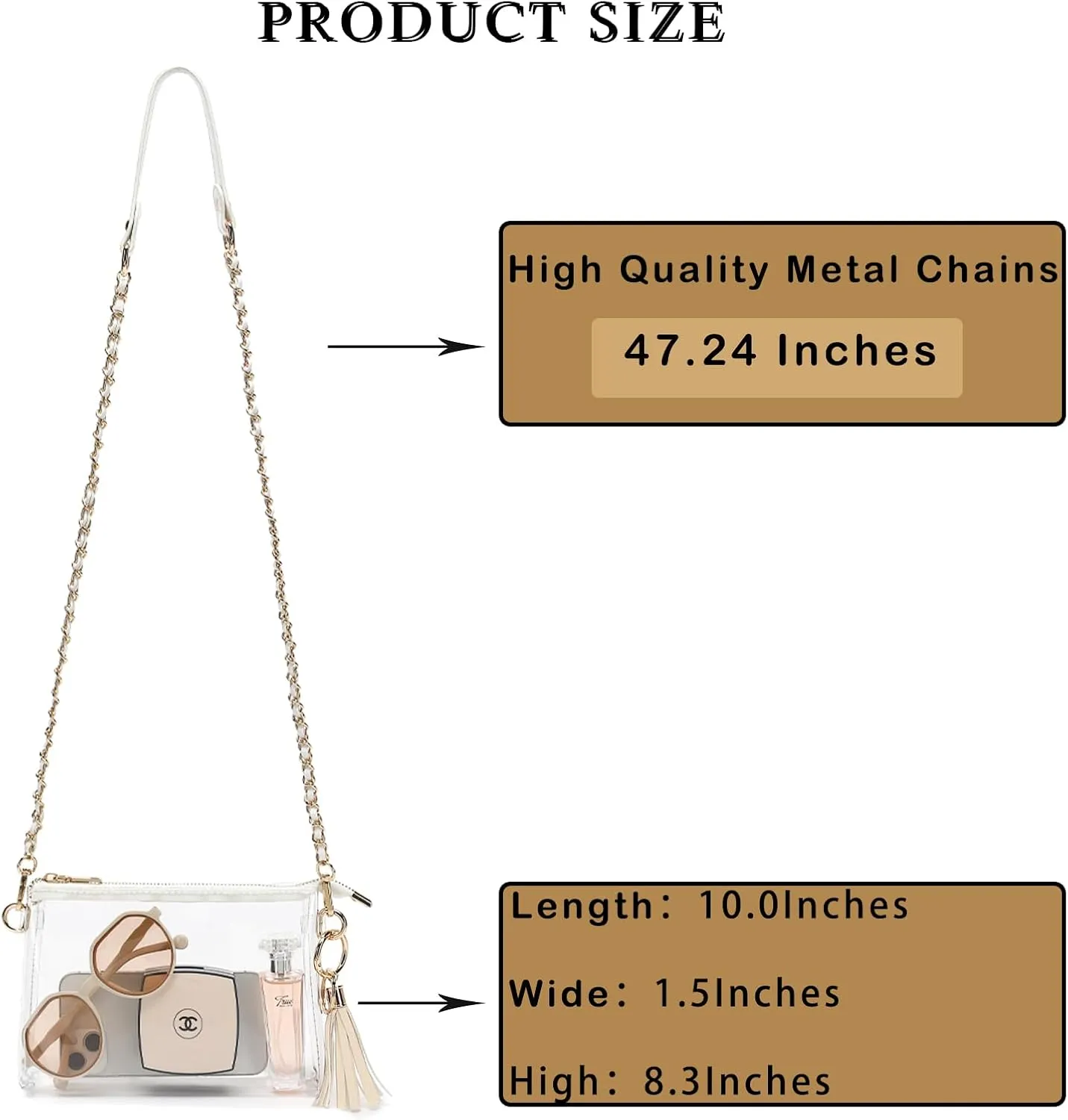 YGR Womens Clear Bag for Stadium Events PVC Small Crossbody Purse for Concert, Party Sports Stadium Approved Present