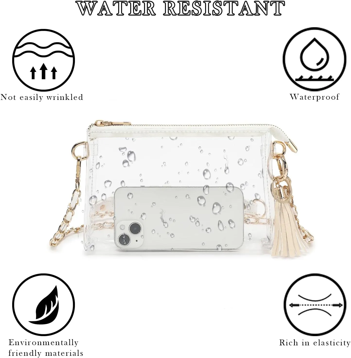 YGR Womens Clear Bag for Stadium Events PVC Small Crossbody Purse for Concert, Party Sports Stadium Approved Present