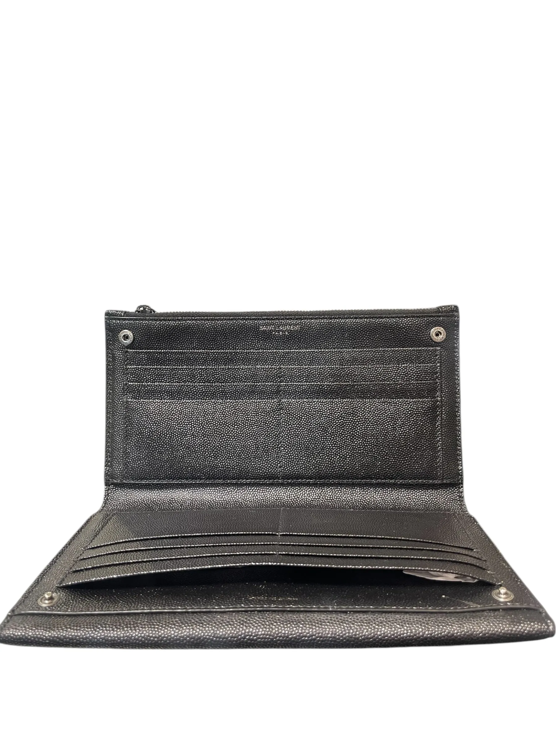 YSL large black leather clutch wallet